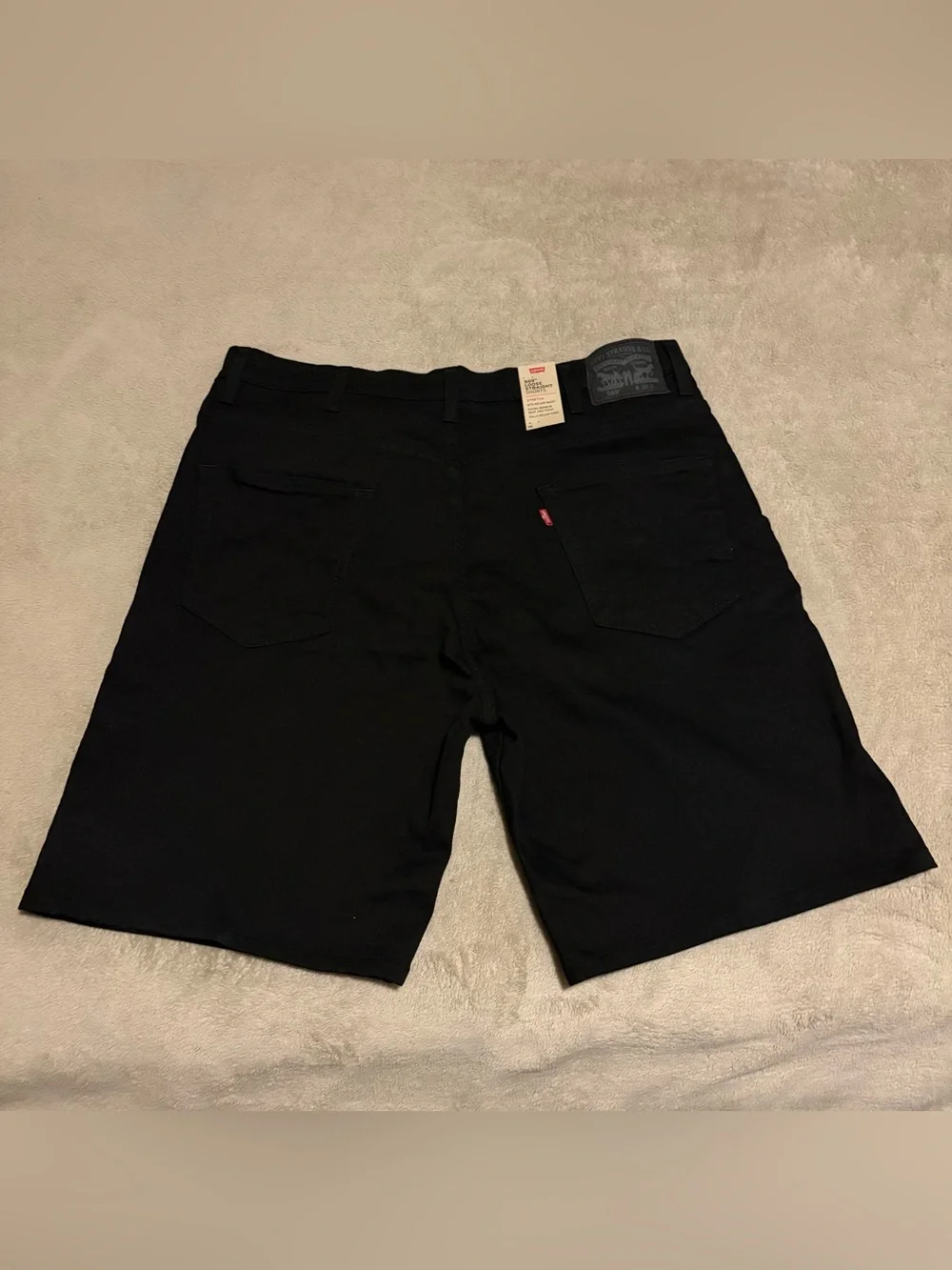 Levi's 569 Men's Loose Straight Stretch Black Denim Shorts 5-Pocket Zip - 38